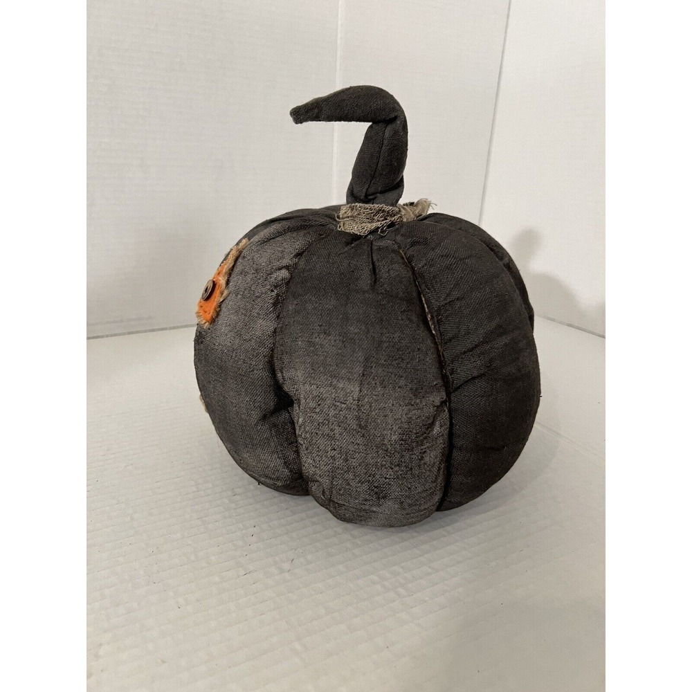 Cute Decorative Patchwork Fabric Stuffed Pumpkin Jack-O'-Lantern- Black/Gray - Picture 4 of 7